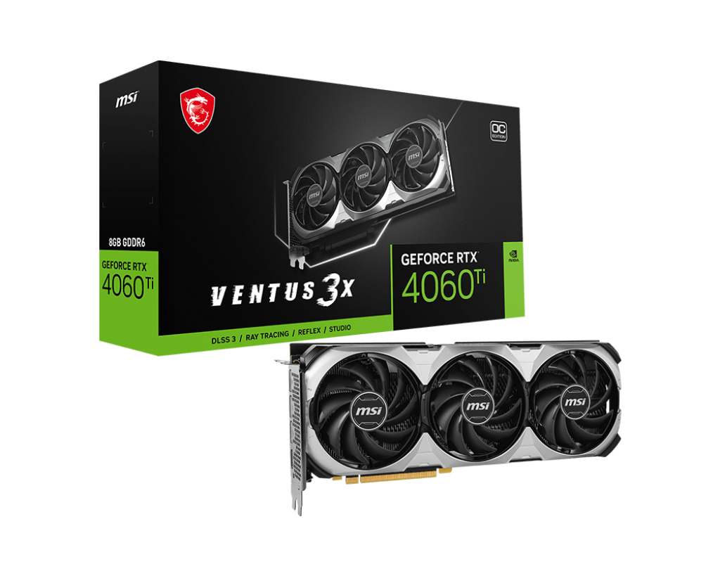 MSI VGA GEFORCE RTX 4060 TI VENTUS 3X E 8G OC RTX4060TI 8GB GDDR6 128B DX12 PCIE 4.0 X16 (3XDP 1XHDMI)